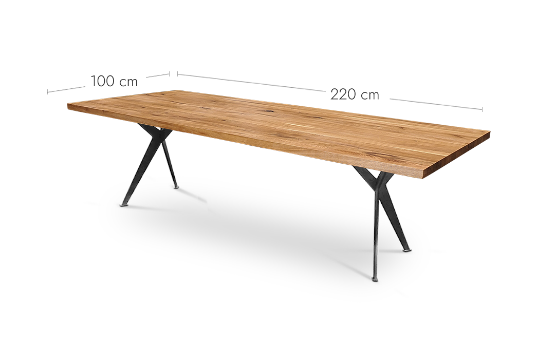 Esstisch Wildeiche massiv mit gerader Kante  | Länge und Breite konfigurierbar
