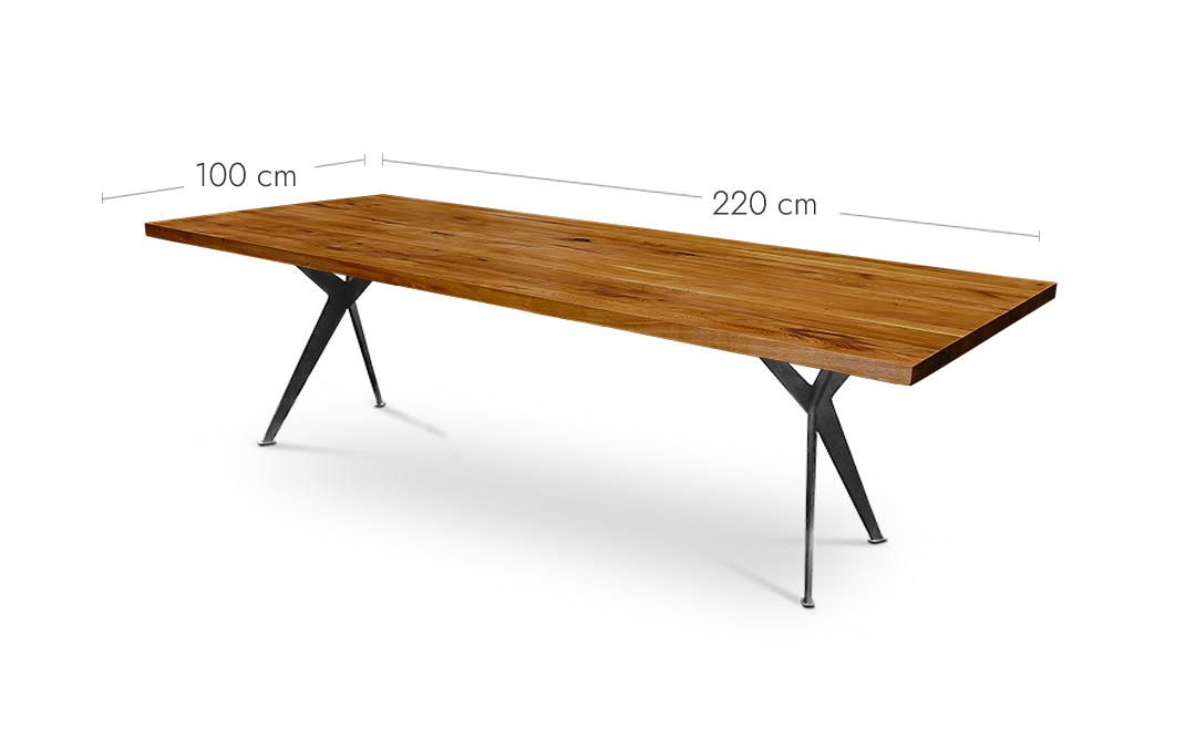 Esstisch Wildeiche massiv mit gerader Kante  | Länge und Breite konfigurierbar