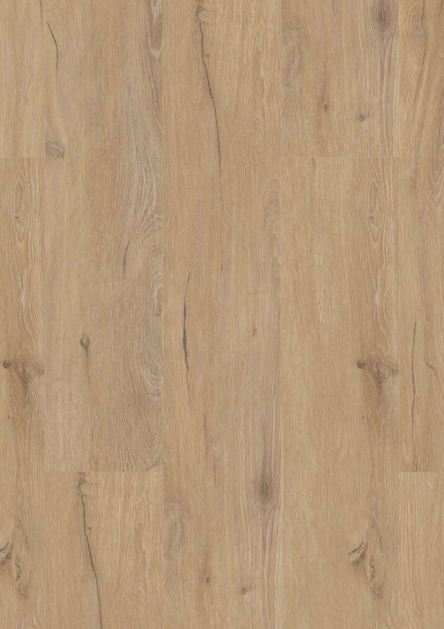 Mehrere nebeneinanderliegende helle Holzplanken mit sichtbarer Maserung und natürlichen Astlöchern in beigefarbener Optik.