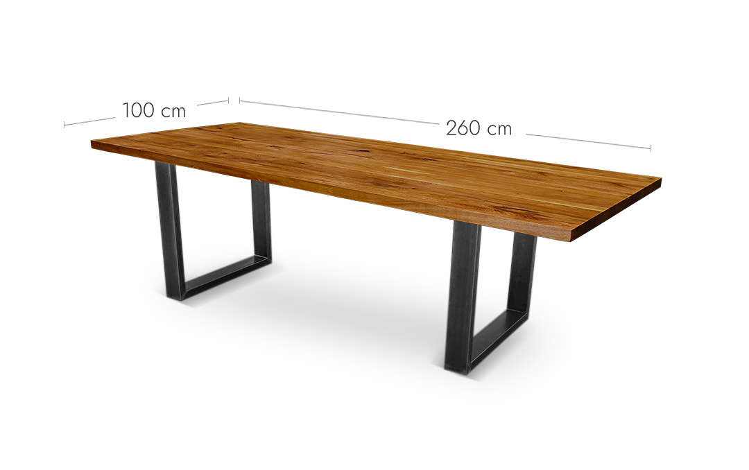 Esstisch Wildeiche massiv mit gerader Kante  | Länge und Breite konfigurierbar