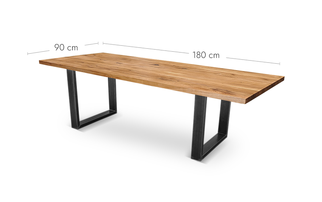 Esstisch Wildeiche massiv mit gerader Kante  | Länge und Breite konfigurierbar