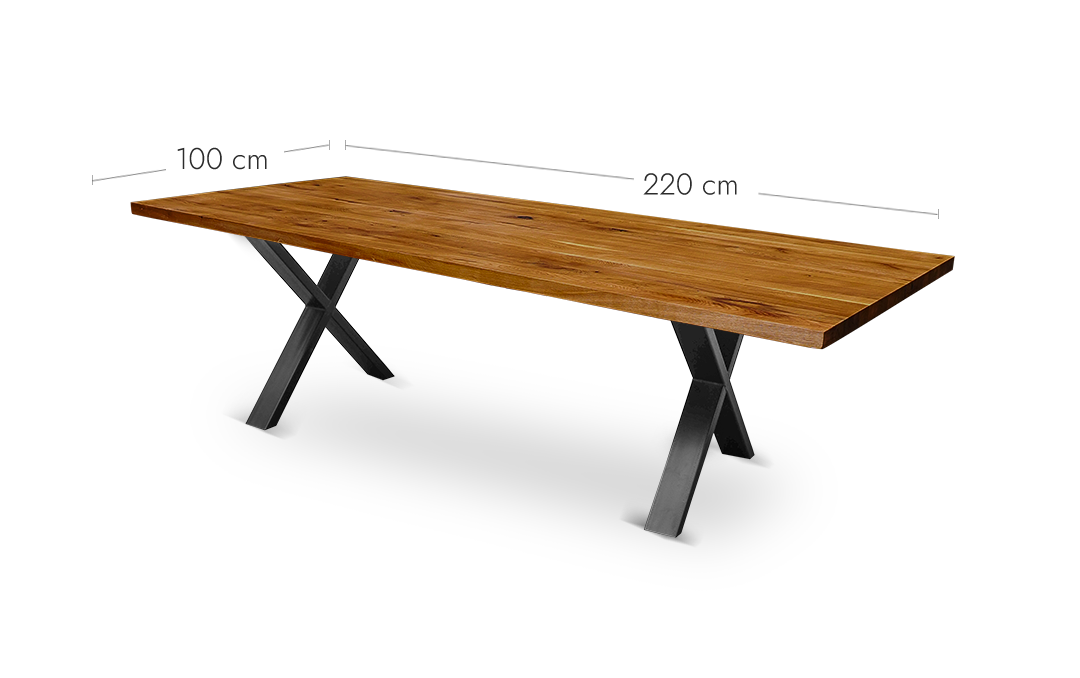 Esstisch Wildeiche massiv mit gerader Kante  | Länge und Breite konfigurierbar