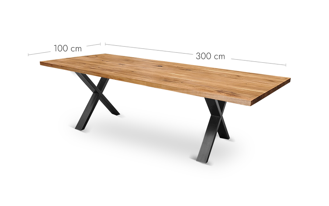 Esstisch Wildeiche massiv mit gerader Kante  | Länge und Breite konfigurierbar